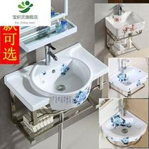 Mini wash basin small apartment toilet hanging basin triangle balcony washbasin ceramic sink plate simple wall type