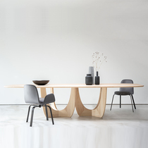  Nordic creative solid wood conference table Long table Log desk Personality negotiation table Dining table Oval table Treasurer recommended