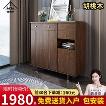 New Chinese style solid wood shoe cabinet home door large capacity door hall storage hall storage cabinet walnut wood