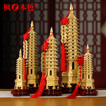 Copper Wenchang Tower 7 floors 9 floors 13 floors desk surface swing pieces Living room Xuanguan Decoration School Gifts