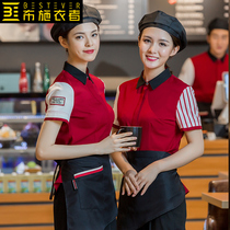 Suffoters Fast Food Overalls Summer Clothes Short-sleeved Waitress Cafe Milk Tea Shop Western Restaurant Catering Cake