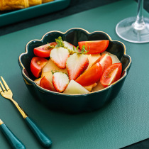 High value Nordic gold-plated ceramic tableware creative household dish dish dish soup bowl shaped salad bowl