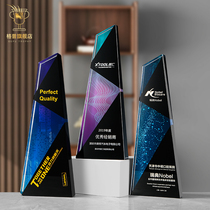 Creative crystal trophy custom enterprise excellent employee trophy event souvenir set free lettering color trophy