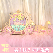 Carriage creative European wedding ceremony wedding sign-in bottle board signature book love wood chip personality creative customization