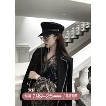 skishop 2021 Popular Women Spring High Waist Floral Dress V Collar Waist Retro Knee Fairy Dress