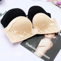 Strapless underwear invisible word collar bra female gathering beauty back non-slip upper support no steel ring summer thick chest