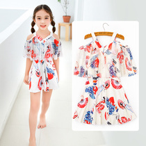 Swimsuit girl childrens one-piece dress baby Korean junior high school student Holiday Princess soak hot spring swimsuit
