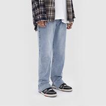 BONELESS washed loose trend casual pants BASIC hems SPLIT jeans MEN