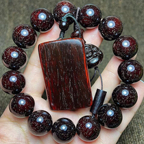 Authentic Indian small leafy purple sandalwood collection bursting with gold star handstring 15mm mens Buddha Everest Play in wood bracelet bead string