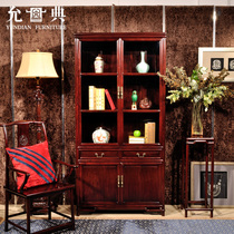 Yundian Mahogany furniture Rosewood Ming-style study living room Mahogany double door bookcase bookcase storage display cabinet