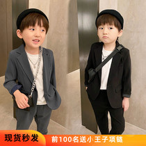 Boy suit suit suit autumn handsome British flower girl dress casual small host catwalk children Korean suit