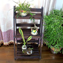  Kunrun wood industry solid wood folding antique flower pot shelf multi-layer floor-to-ceiling indoor wooden flower rack balcony