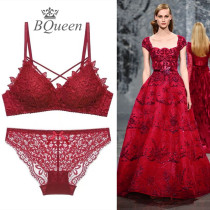 Red Ben Year Underwear Woman no steel ring Sexy bra Spice Small Breasts to Suit Women Apologetic Lace