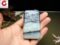 Xinjiang and Tian Yuqing flower ink jade landscape brand Tong Kuanyin pendant Wenshu Bodhisattva imitating the ancient Double Dragon brand