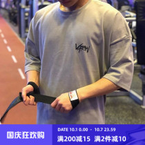 Muscle captain fitness clothes men summer loose breathable short sleeve T-shirt sports brothers Leisure running training suit