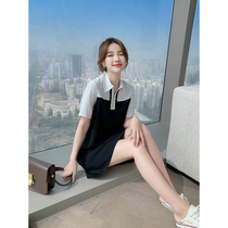 2021 new female summer temperament small black skirt polo dress summer straight thin skirt small man summer