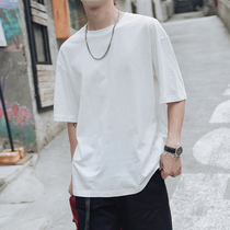 2022 new white short sleeves T-shirt male Korean version trending undershirt blouses Tide Cards Movement Loose Men Half Sleeves