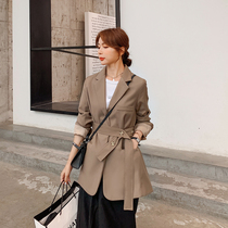 Suit collar windbreaker jacket female spring and autumn female 2021 new small short autumn khaki fashion fashion