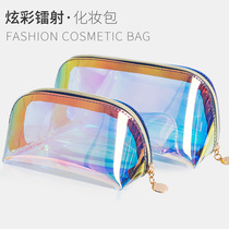 Net Red Laser Magic Color Makeup Bag Transparent TPU Travel Containing Bag Waterproof Makeup Bag Closeout Bag Logo Custom