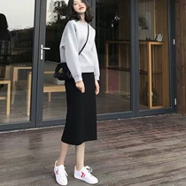 Pregnant Woman Half Body Dress Spring Autumn Moms Outside adjustable mid-length bag Hip Step Skirt Fall A Word Skirt Half Skirt