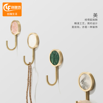 Entry door hanging clothes hook single creative Wall Wall Wall non-perforated wardrobe side key Nordic pure copper adhesive hook