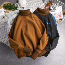 Winter turtleneck thickened velvet trend sweater male ins super fire jacket hiphop hip hop Harajuku wind bf tide