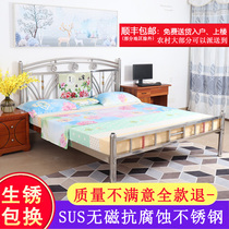 Stainless Steel Bed 1 8 m Double Bed 1 5 m Modern Simple Thickened Thickened Stainless Steel Bed Frame 304 Customized