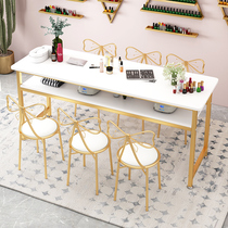 Nordic ins nail table marble Net Red simple nail table economical manicure single double table and chair set