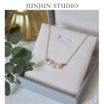 JUNJUN Homemade Gentle Days Fresh Water Pearl Necklace American 14k Bag Gold Brief About 100 Lap Smile Lock Bone Chain