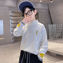 Boys long-sleeved t-shirt 2022 new childrens bottoming shirt middle-aged childrens autumn clothes white boy fried street autumn clothes outer wear