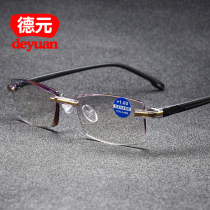 Ultra light diamond cutting edge presbyly glasses mens glasses resin fashion frameless mirror Old Old Light anti blue light radiation protection