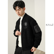 Mens baseball collar woolen jacket short 2020 winter New loose trend padded pilot winter jacket