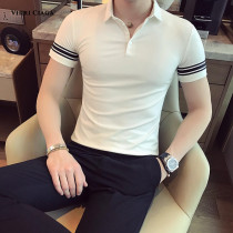 Paul short sleeve polo shirt men Korean version of trend handsome slim summer new casual lapel white body shirt