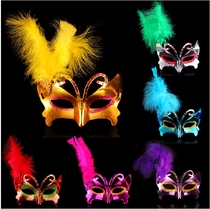 Halloween mask masquerade ball mask male Italy Venice half face mask flat head lace bright cloth