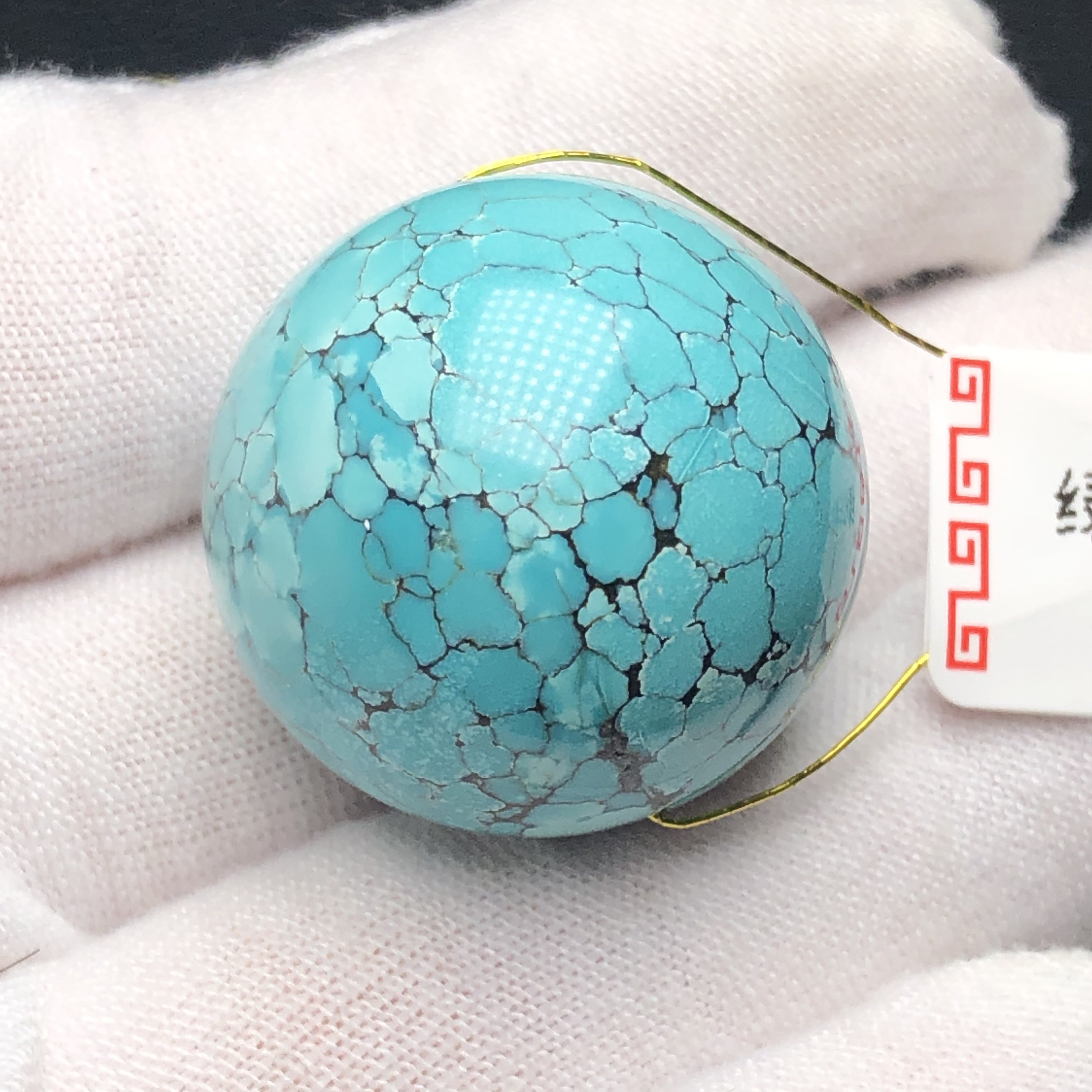 Boutique high porcelain green pine stone large round pearl 25 8mm loose bead single bead matching bead