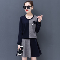 2019 spring and autumn fashion casual set size womens loose slim 200 Jin fat mm two-piece skirt