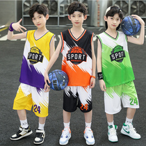 Boys summer clothing suit 2022 new childrens Korean version handsome boy two sets of sleeveless basketball clothes summer