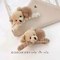 South Koreas plush cute bear hair clip behind the head of the pill to catch the 2022 new cartoon shark clip