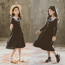 Girls dress college style navy collar foreign style childrens summer dress 2021 new Korean version of the child princess dress