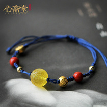 Xin Zhaitang (Xia Xin) original natural beeswax reprint beads foot gold coin hand rope ethnic style bracelet jewelry female