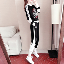 Tide brand CVY2021 spring and autumn fashion new leisure sports suit female Korean version of loose clothes two-piece tide