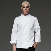 Domino chef autumn and winter long sleeve chefs clothing hotel restaurant back kitchen baking mens white overalls custom LOGO