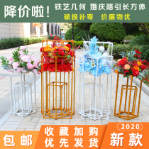 Wedding geometric road lead wrought iron box road lead rectangular flower ornament three-dimensional rectangular catwalk flower stand