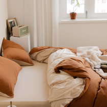 A class of maternal and baby geranium cotton four - piece set 100 knit cotton linen bedding bedding for pupil bedding