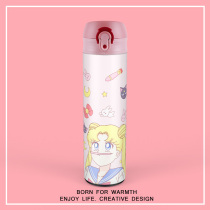 Large capacity insulation cup pink girl heart ins simple creative cute water cup Japanese animation student girl