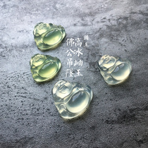 Natural Xiuyan Jade Buddha big belly Maitreya White green ice from fluorescent jade pendant pendant