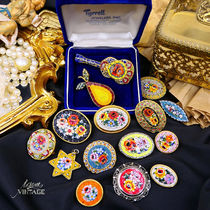 Western Antique Jewelry Vintage Italian Artisanal colour mosaic splicing medieval loneliness small crowdsourced brooch