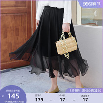 MSShe big code womens dress 2022 new spring dress oak with high waist irregular design snow-spinning half-body long dress