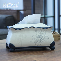 New Chinese Zen decorative tissue box ornaments living room coffee table table ceramic paper box home bedroom paper box