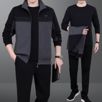 Middle-aged and elderly sportswear set mens spring and autumn 20 new father casual three-piece loose large size father suit